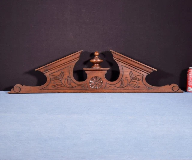 34" Large French Antique Crest/Pediment/Crown in Solid Oak Wood Highly Carved 2