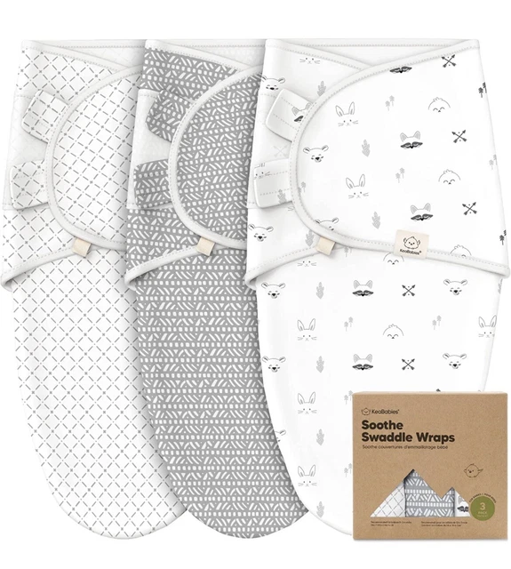 KeaBabies Soothe Swaddle Wrap 3 Pack Organic Baby Swaddle