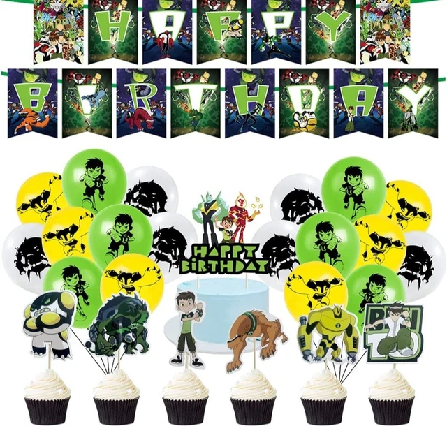 Ben 10 Feliz Cumpleaños Fiesta Bandera Globos Topper Pastel Decoración Suministros Set
