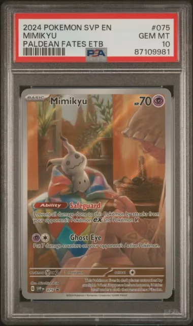 Pokemon Svp En-Sv Black Star Promo 075 Mimikyu Paldean Fates Etb Psa 10