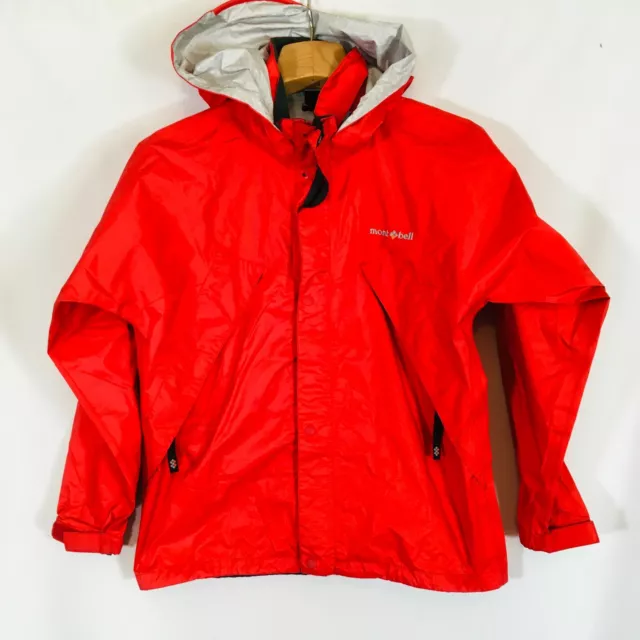 Montbell Rain Jacket Size Jr 150 Red   Size 12 kids