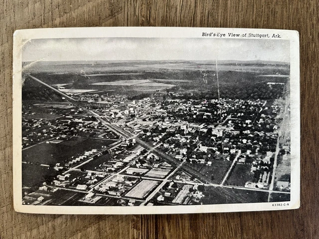 Bird’s Eye Aerial View - Stuttgart, AR - Antique Postcard