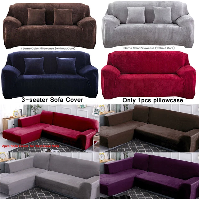 THICK VELVET STRETCH Sofa Covers L Shape Sectional Sofa Couch Slipcover