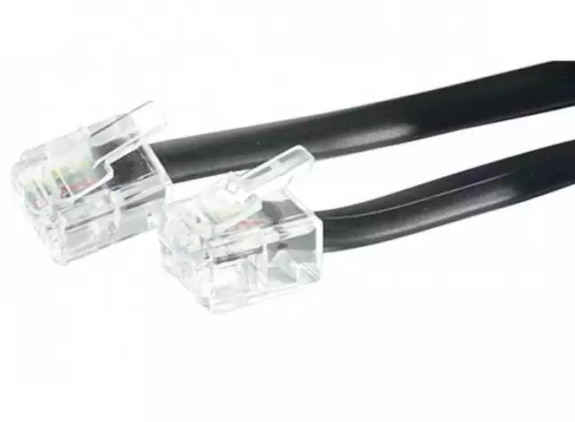 2 m Telefonkabel RJ11 auf RJ11 Stecker 6P4C Flachbandkabel Fax VoIP Modem