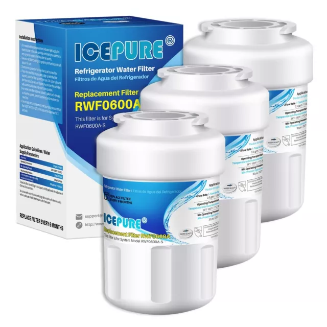 3 PCS Compatible With GE MWF RWF1060 MWFP Refrigerator Water Filter