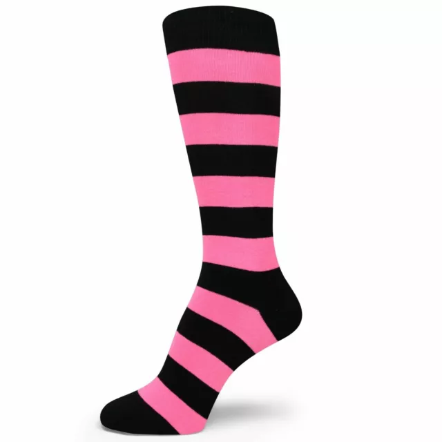 Black Bright Pink Premium Quality Stripe Mens Groomsmen Socks MA138