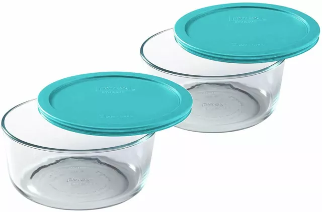 Pyrex 7212 11-Cup Rectangle Glass Food Storage Dish w/ 7212-PC White Lid  Cover (4-Pack)