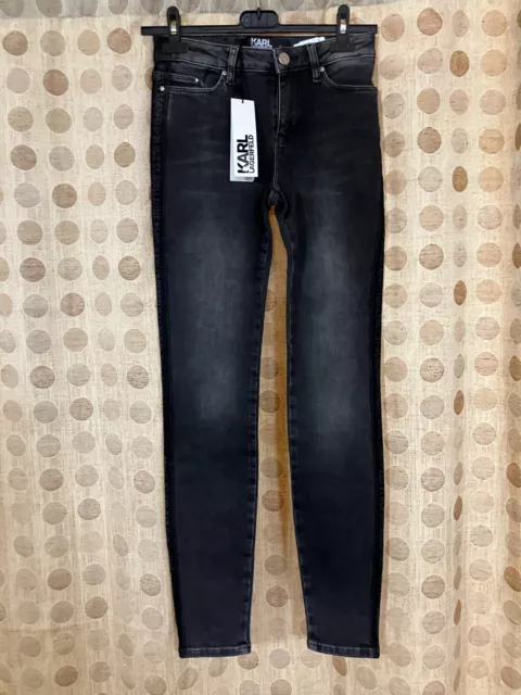 Jeans elasticizzati skinny Karl Lagerfeld da donna neri taglia 26