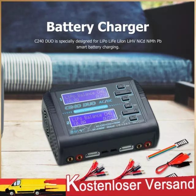 HTRC C240 Duo Lipo Balance Charger Dual Channel AC/150W DC/240W 10A RC Batteriel