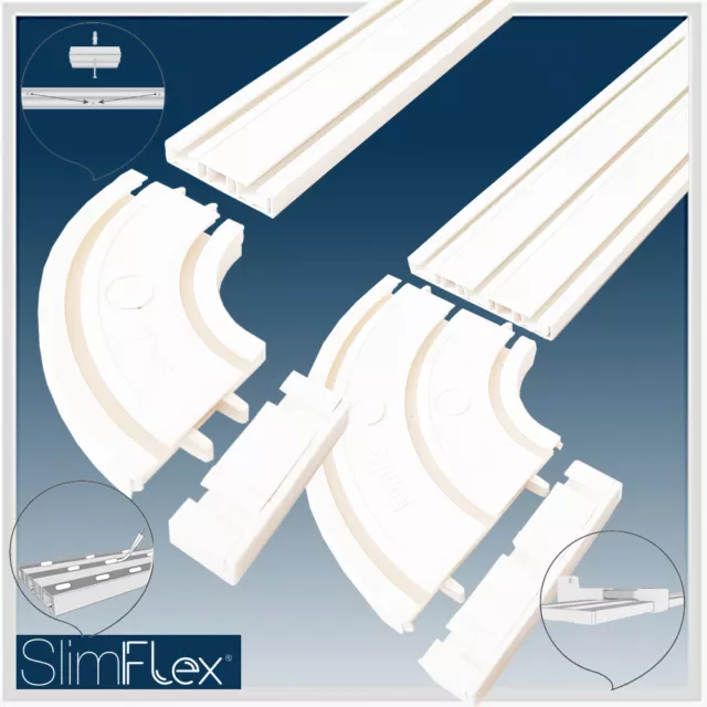 Slimflex Vorhangschiene Gardinenschiene Set Extra Stark Flach 2-3 läufig