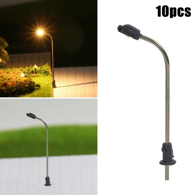 Lot De 10 Lampes-Réverbères LED Blanc Chaud Pour Modélisme Ferroviaire Échelle 1:50