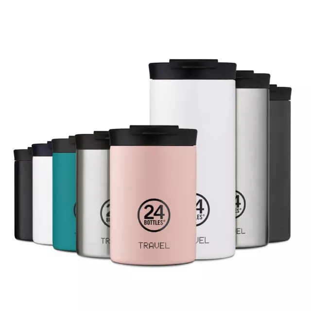24Bottles Thermal Travel Mug, BPA, 12Hours Cold 6Hours Hot, Tuxedo Black 600ml