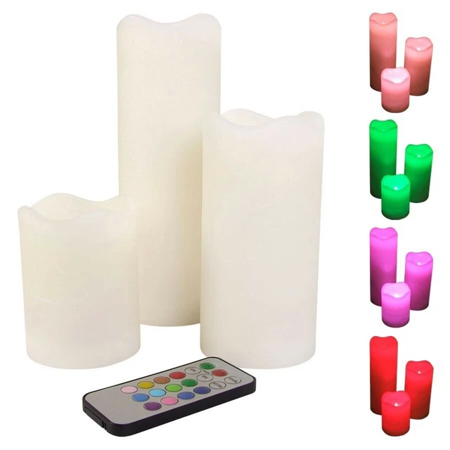Lot 3 Bougies LED à Batterie Avec Télécommande • Lampe Led