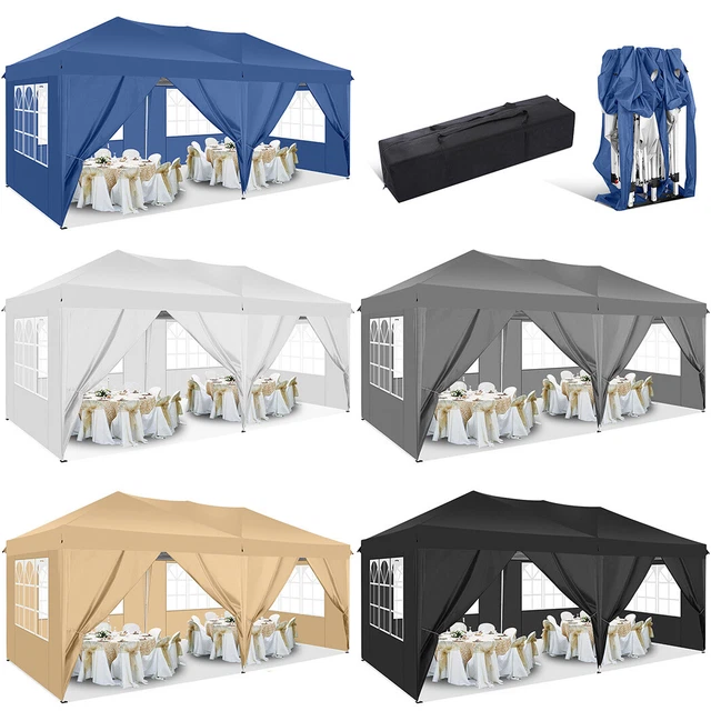 Partyzelt 3x6m - 3x3m Festzelt Pavillon Gartenzelt mit Fenstern Bierzelt weiß DE