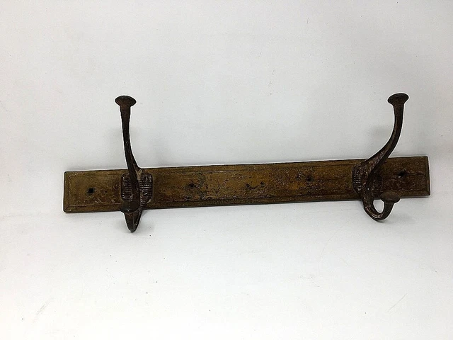 Vintage Wooden Brass Coat Hanger Hook Yellow Painted Wall Fix Hanger Tie Hanger