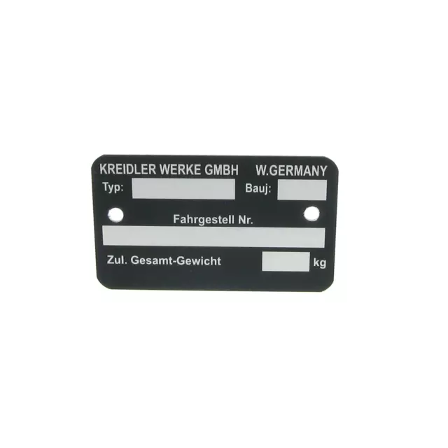 Typenschild mit 4x Kerbnagel für Kreidler Florett RS RM RMC LF LH GT K 54, eckig