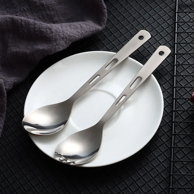 de cuisine en titane pur Pique-nique extérieur Longue poignée Cuillère