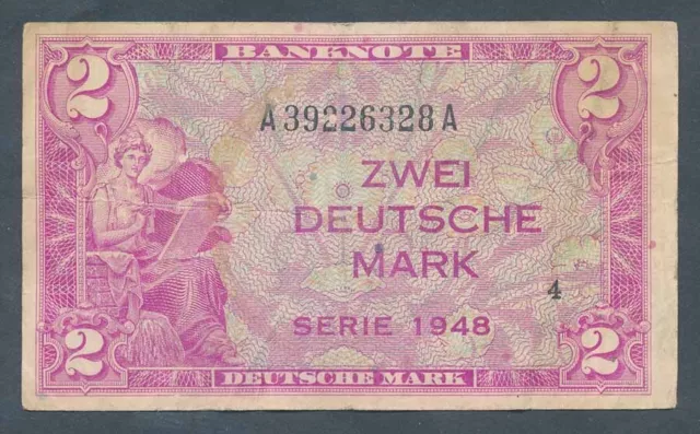 Germany: Federal Republic ALLIED OCCUPATION 1948 2 Mark. Pick 3a VF Cat $333+
