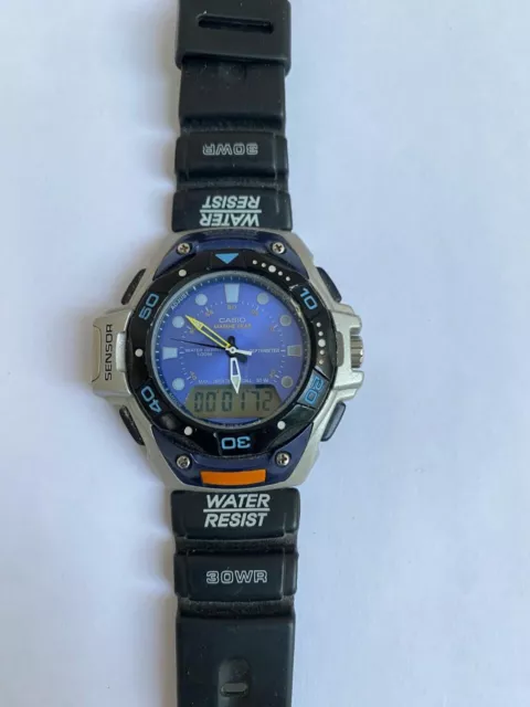 1990s Men's Casio Marine Gear MRS-300 Mod.2385 Depthmeter 100M WR 45mm Watch
