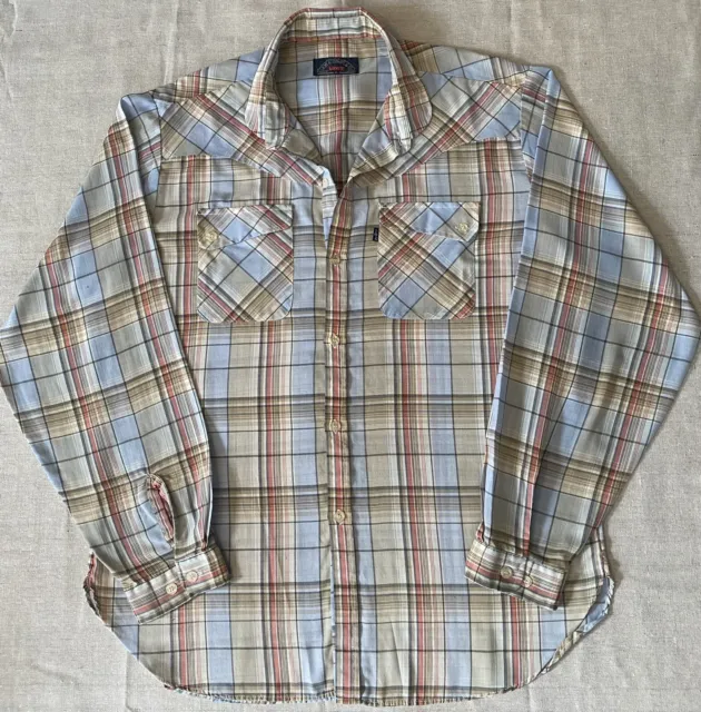 Vintage Levi's Big E  Western Plaid Button Up Shirt Women’s Size XL