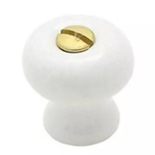 Amerock BP705-30 White 3/4” Porcelain Cabinet Knob Pulls with Gold Stem- 2 Pack
