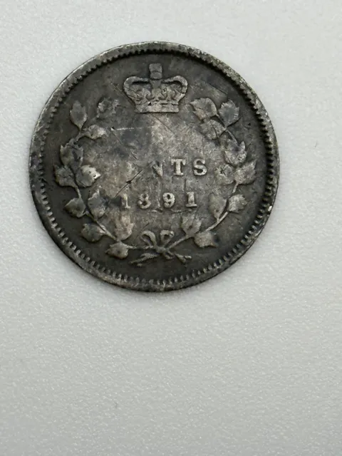 1891 Canada 5 Cents Silver Coin Victoria