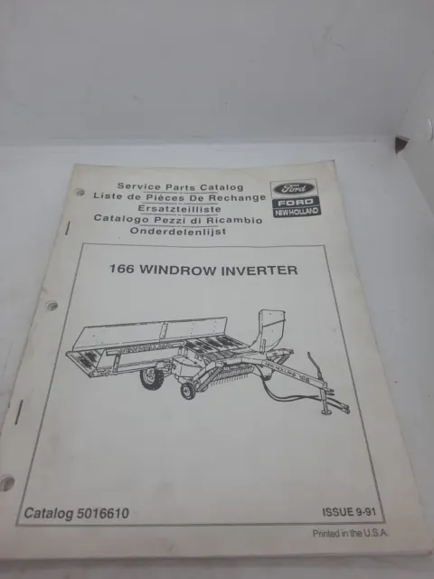 Ford NEW HOLLAND 166 WINDROW INVERTER PARTS CATALOG 5016610 Issue 9-91