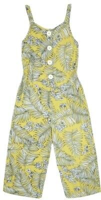 New Girls Nutmeg Yellow Mustard Floral Summer Button All In One Jumpsuit Outfit