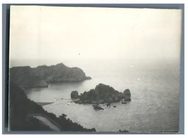 Italia, Taormina  Vintage silver print. Sicilia, Messina  Tirage argentique