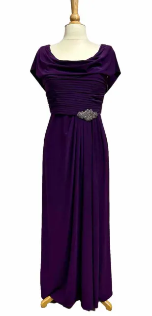 Alex Evenings Womens Eggplant Color Cowlneck Embellished Evening Gown 8 New