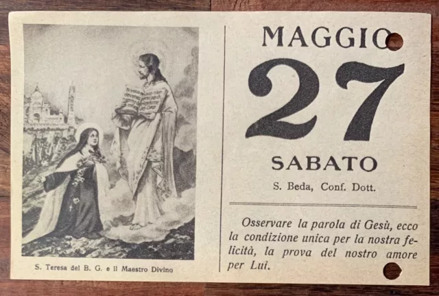 SAN BEDA CONF. DOTT., SANTINO del GIORNO SABATO 27 MAGGIO 1933