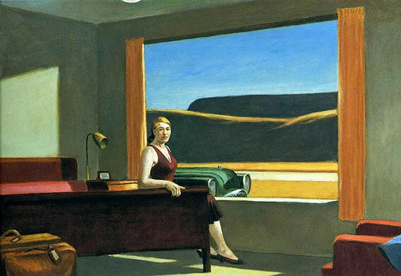 EDWARD HOPPER Western Motel (1957) (62x43), TELA, POSTER GRATUITO P&P