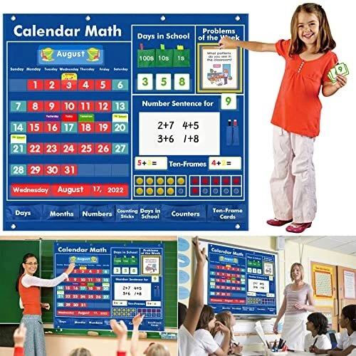 KIKIGOAL DAILY MATH Calendar Classroom Pocket Chart Educational Pocket