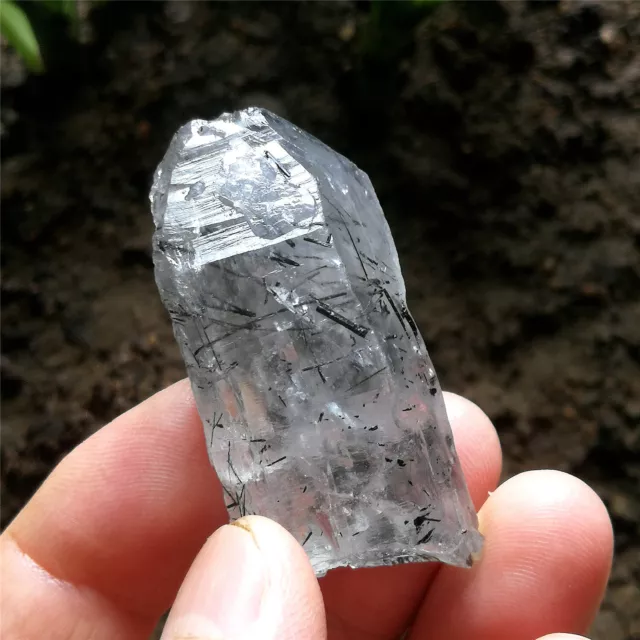 22g 49mm Rare Ice Himalayan Quartz Natural Black Hair Rutilated Quartz Specimen