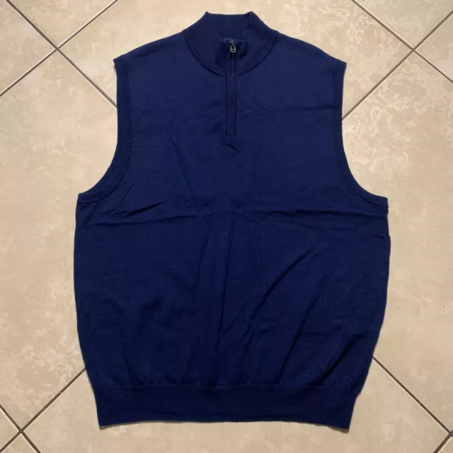NWOT POLO GOLF Ralph Lauren 100% Merino Wool Blue 1/4 Zip Sweater Vest ...