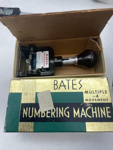 Vintage Bates Multiple 4 Movement Numbering Machine 6 Wheel Box