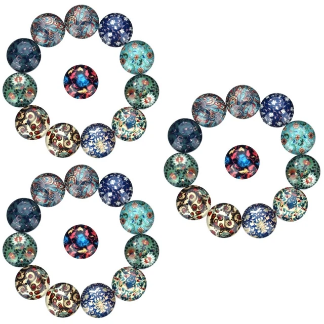 3x Schmuck Cabochons Kristall Bild Runde Glas Cabochons Flatback Charme
