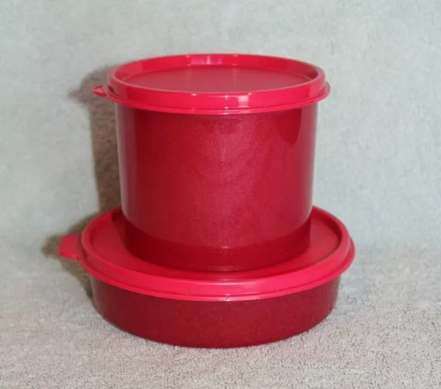 Tupperware Lunch 6 Pc Set Red Wonder Glitter Sparkle Holiday Bowls Stacking