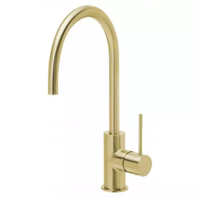 Kitchen Sink Mixer Slimline Gooseneck Brushed Gold Tap Phoenix Tapware VS733-12