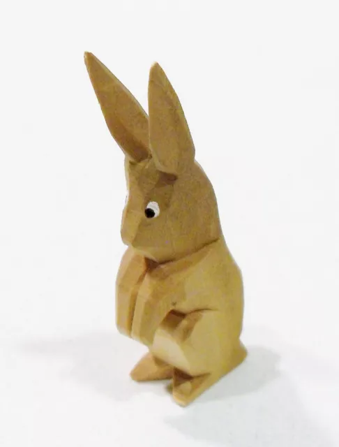 Erzgebirge Germany Rabbit Bunny Wood Wooden Hand Carved Miniature Vntg Figure