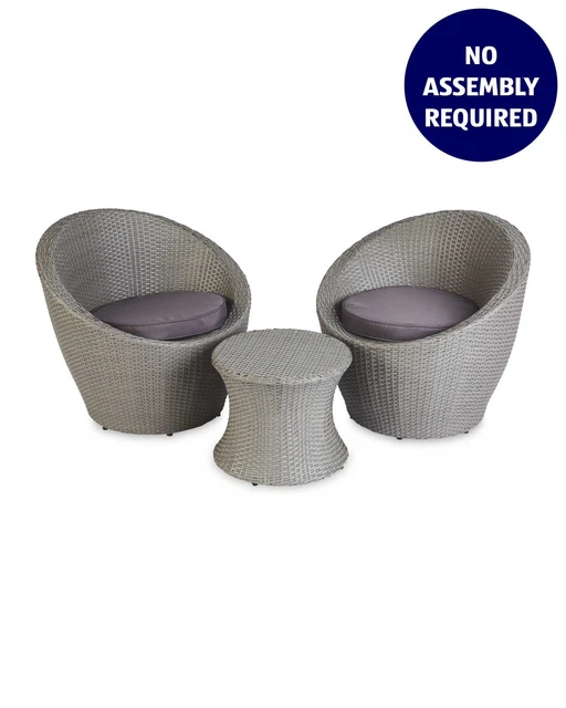 GREY CREAM Rattan Bistro Set 300.00 PicClick UK