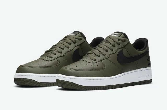 Pre-owned Nike Air Force 1 '07 Lv8 White Black Olive Double Swoosh Ct2300- 300 Men Sz 8