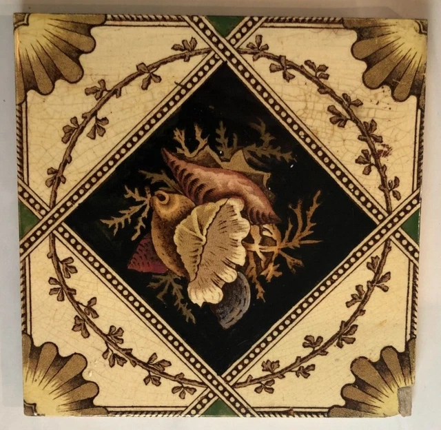 Original Victorian Aesthetic Movement Transfer Printed Tile 1870/80s