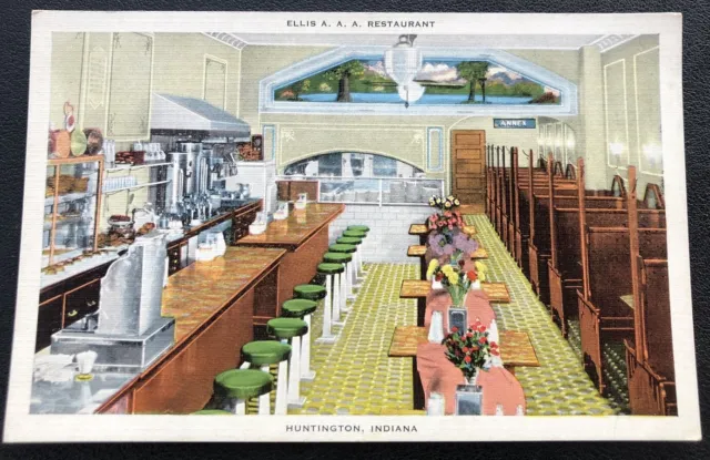 Huntington Ellis AAA Restaurant Interior Indiana ￼IN Vintage Postcard GG94