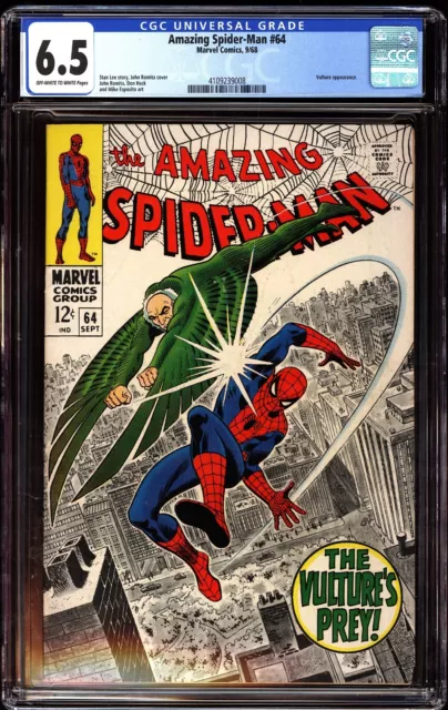Amazing Spider-Man 65 CGC 6.5 OWW Vulture Appearance 1968