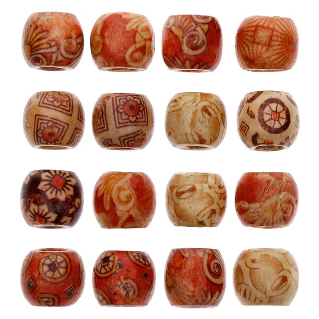 100pcs Painted Wooden Beads Spacer Round Big Hole Beads DIY Charm Jewelry Ma#km 2