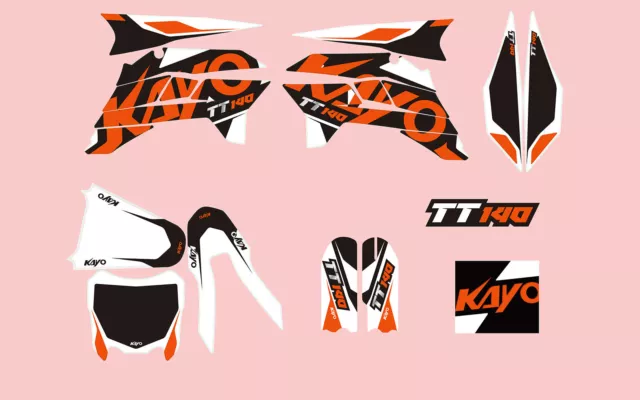 Aufkleber, Dekor Schwarz Orange f. Pit Bike,Dirt Bike CENKOO,Kayo TT-140