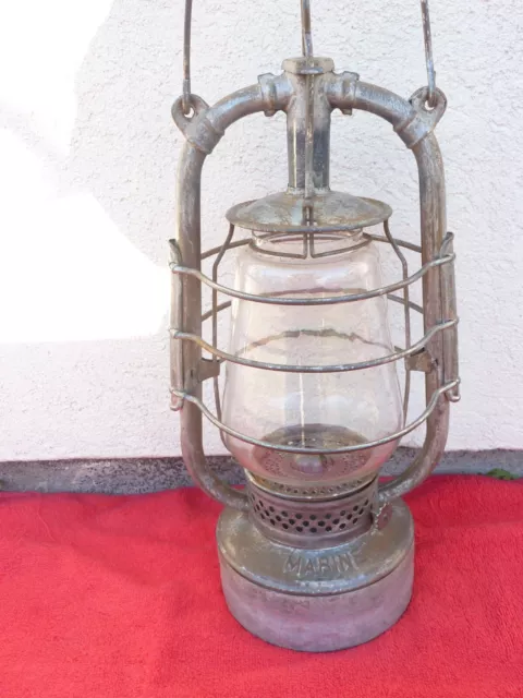 Ancienne Lampe à Pétrole tempête Bleu -Alcool & mèche fonctionnel vintage