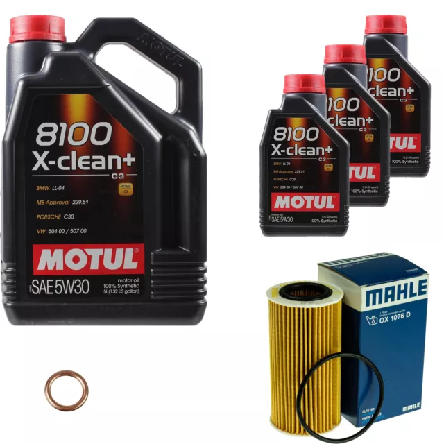 Mahle Filtro de Aceite 8L Motul 5W-30 8100 X-Clean + para Audi A4 Avant 3.0 Tdi