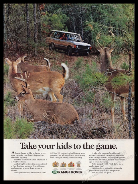 Land Rover Range Rover 1990s Print Advertisement Ad 1991 Deer Woods SUV